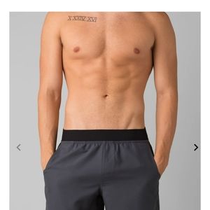 NWOT PRANA Mens Sz M Super Mojo Shorts II Gray Elastic Waist Athletic Yoga Climb